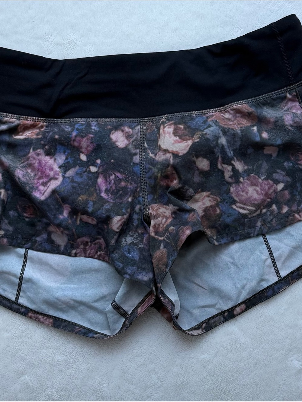 Floral Performance Short - Black & Purple Lululemon 2.5 inch